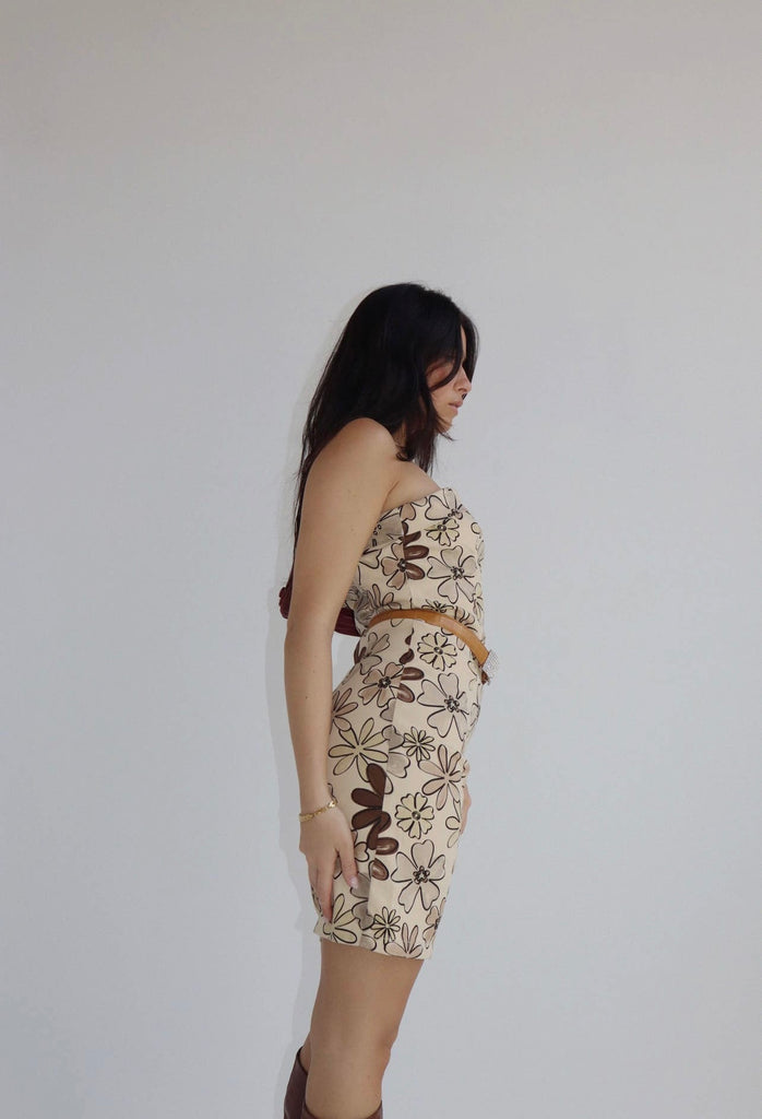 Molly Neutral Jean Floral Tube Dress