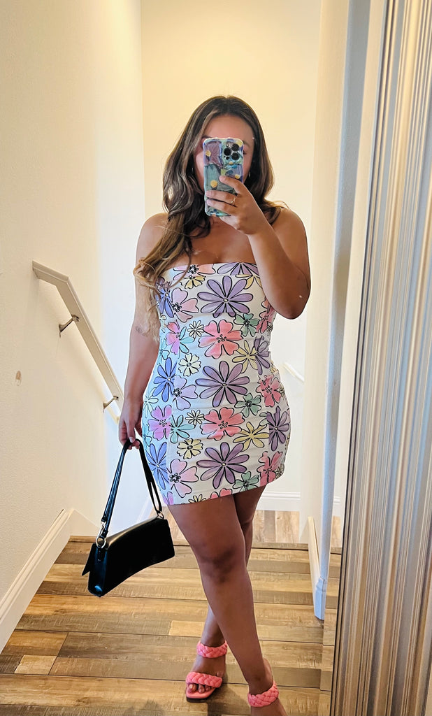 Molly Floral Jean Tube Dress