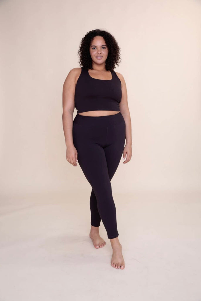 Chocolate Ribbed High Waist Legging (Curve)