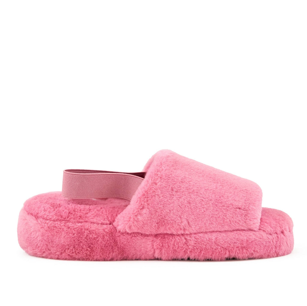 Faux Fur Sling-back Slipper Pink