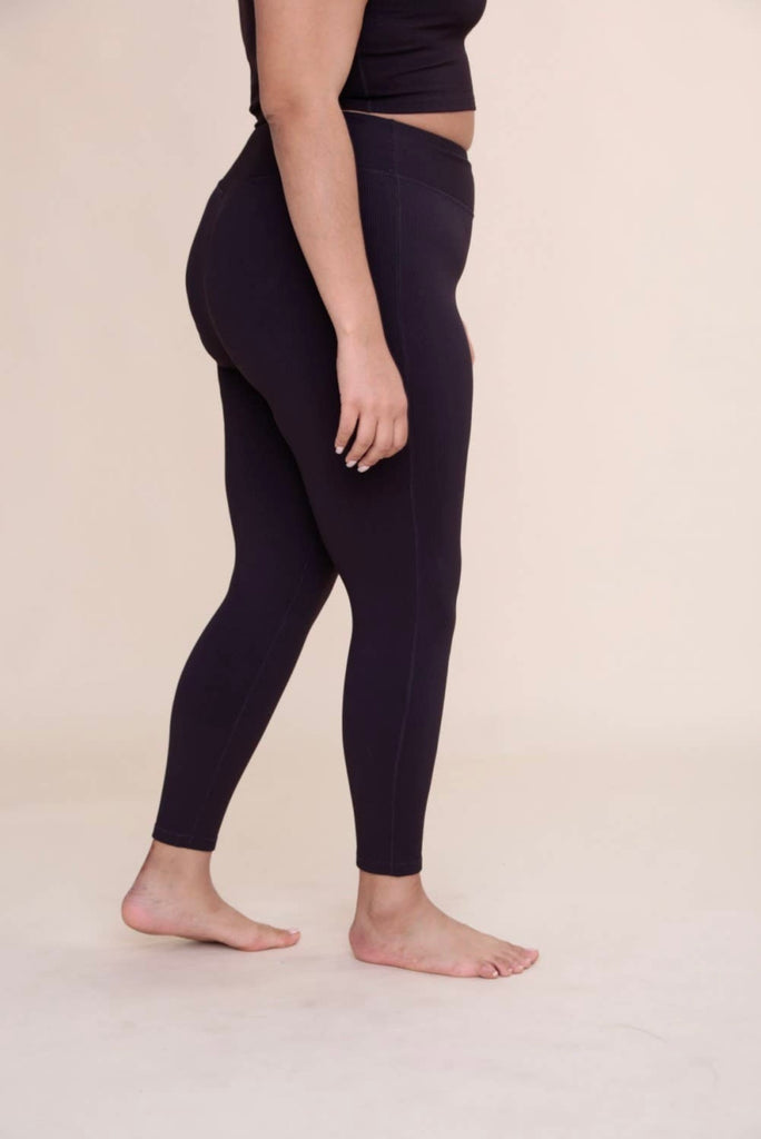 Chocolate Ribbed High Waist Legging (Curve)