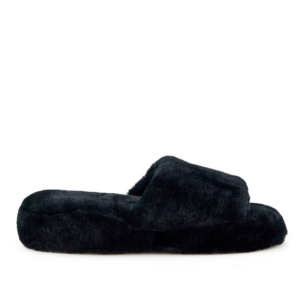 Faux Fur Slipper Black