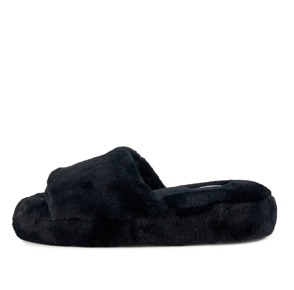 Faux Fur Slipper Black