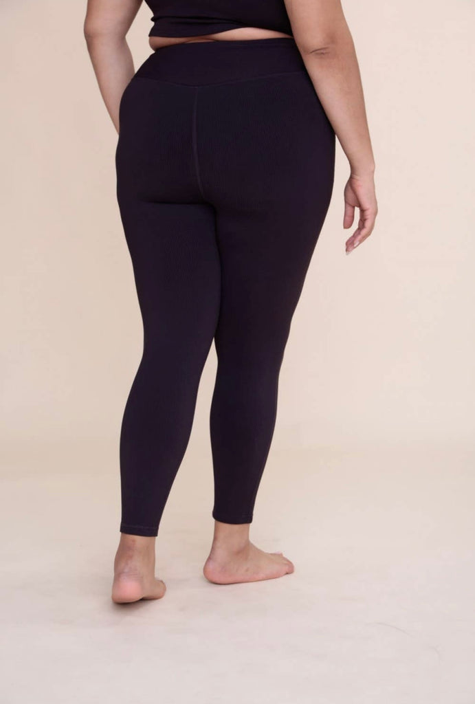 Chocolate Ribbed High Waist Legging (Curve)