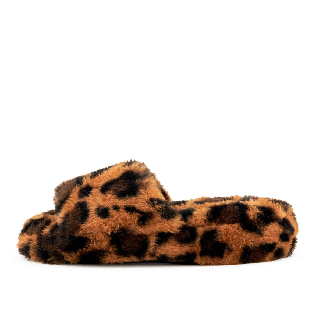 Faux Fur Slipper Leopard