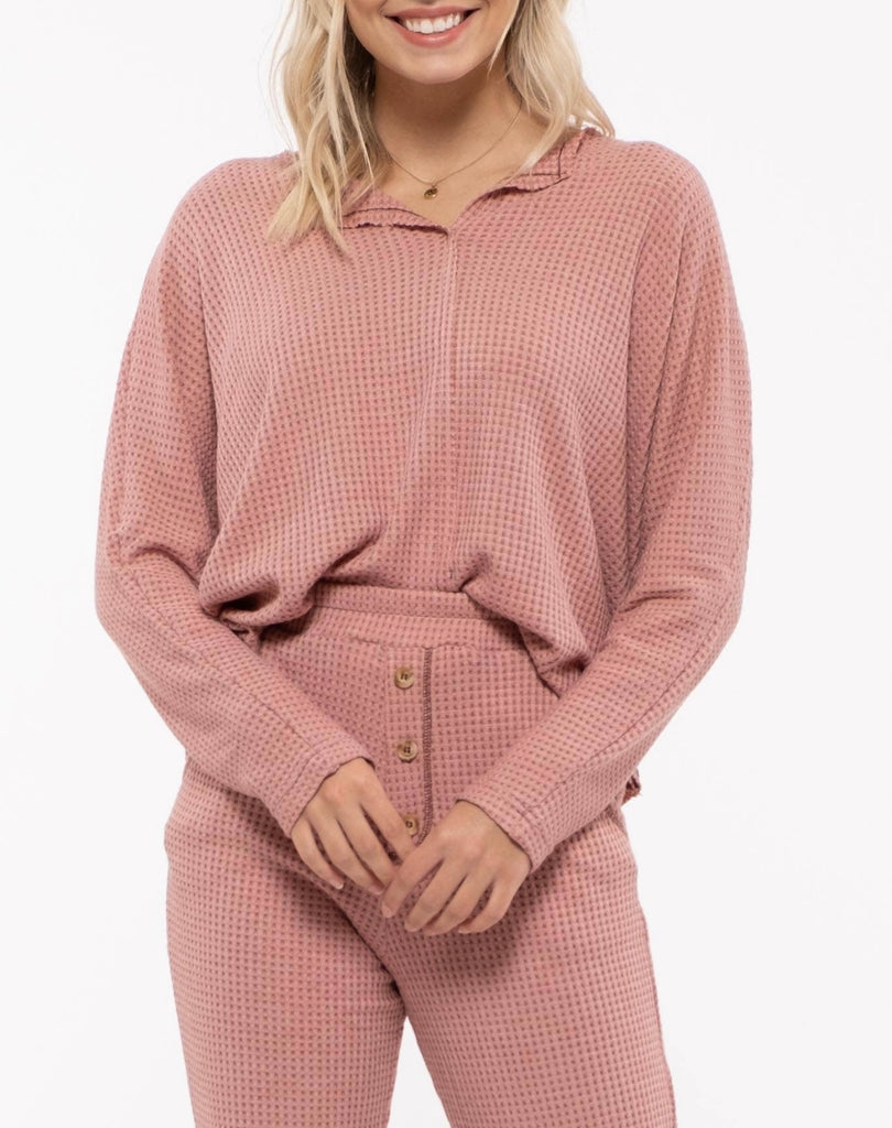 Waffle Knit Lounge Set-Sienna