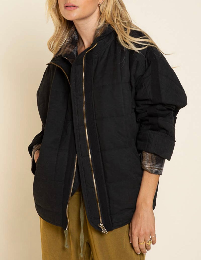 Dolman Zipper Closure Puff Jacket