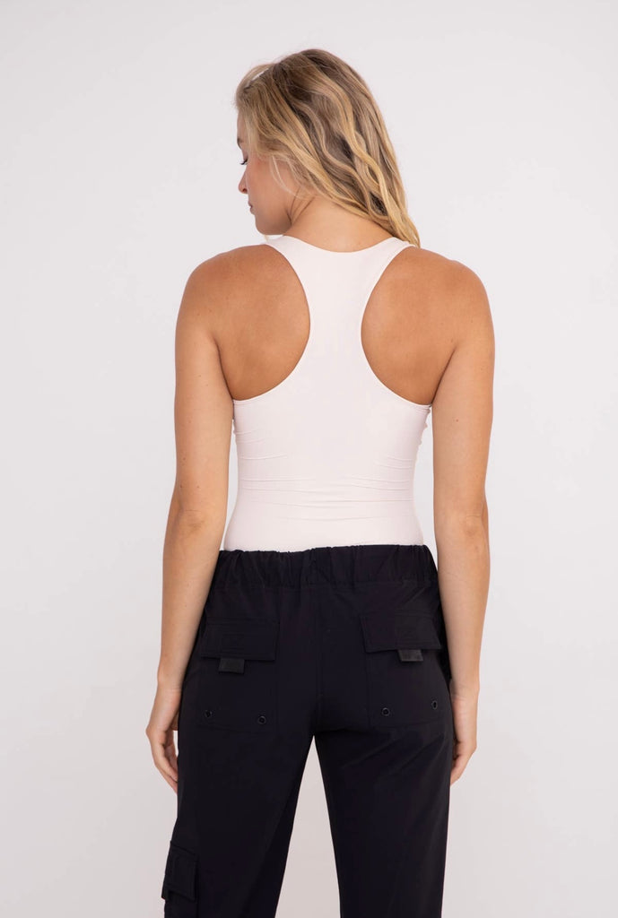 Double-Layered Racerback Bodysuit-Cream